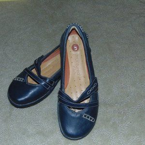 CLARKS UNSTRUCTURED WOMEN'S BLUE MARY JANE SHOES